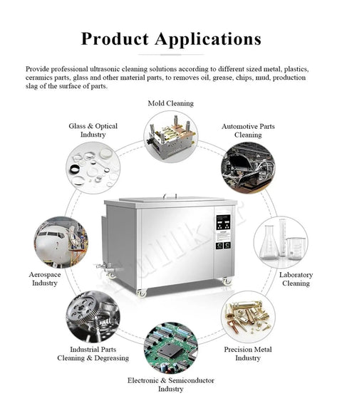 Heavy Duty 264L Ultrasonic Parts Cleaner For Automotive Injectors And Carburetors, stainless steel, ideal for multiple industries.