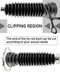 2 Pack Tie Rod Boot Kit For Rack And Pinion With Thickened Neoprene, Includes 4 Stainless Steel Clamps And 6 Cable Ties, showing cuttable end