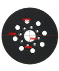 4 Pack 5 Inch Orbital Sander Replacement Pads With Snap-On Soft Interface For Ex125-1AE GEX125-1AE Sanders detailed view of pad dimensions.