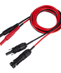Dual MC4 Test Leads With Banana Plug For PV Setups, Pro Grade, Safe 1500V CAT III Rated, red and black cable with connectors visible