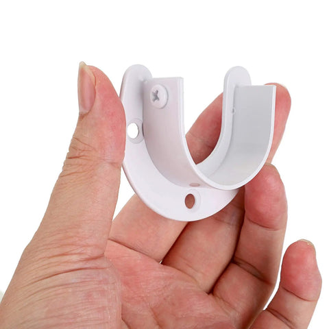 Four Pack Closet Rod End Brackets For One And A Half Inch Rods, U Shaped Pole Sockets, Easy Install, Durable Closet Pole Holders For Towels, Clothes, Belts And More In Closets, Bathrooms And Laundry Rooms, white wall bracket