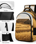 Vintage Barn Tractor Wheat Farm Print Unisex Daypack With Extra Large Capacity Durable Polyester Travel Backpack
