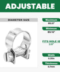 Three Eighths Inch Fuel Injection Hose Clamps Pack of 20, Adjustable Gas Line Hose Clips for Auto, Farm, and Plumbing, Fits Nine Sixteenths to Five Eighths Inch Diameter