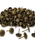 Top Shelf Antique Brass Upholstery Tacks Two Hundred Piece Set showcasing 200 decorative thumb nails for furniture upgrades.