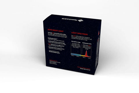 Red Dim Night Lights 2 Pack For Bedrooms And Bathrooms, Melatonin Friendly, Preserves Night Vision, box packaging back view