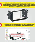 Double Din Radio Installation Dash Kit For Select 2000-2012 General Motors Vehicles, showing dash frame with clear fit guide details.