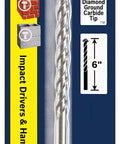Front packaging view of Bosch 3/16 in x 6 in hex shank masonry drill bit