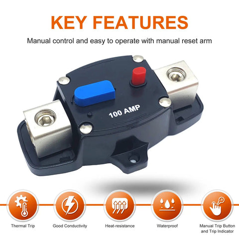 Beefy 300 Amp DC Circuit Breaker With Manual Reset For Trolling Motors RV Boat And Marine Power Systems, 12 To 48 Volt DC