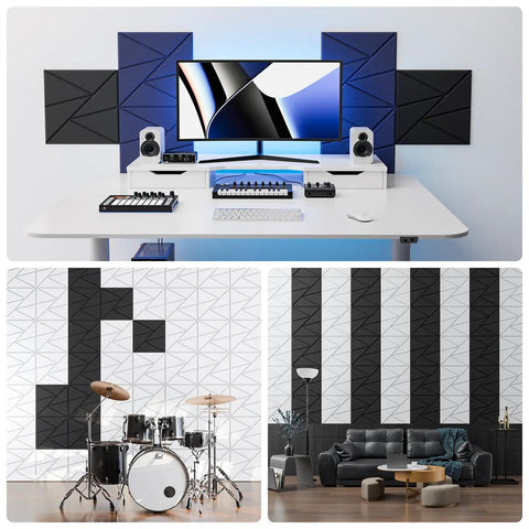 22 Pack Heavy Duty Self Adhesive Acoustic Panels For Walls Studio Grade Sound Proof Foam Absorbers on music studio walls.