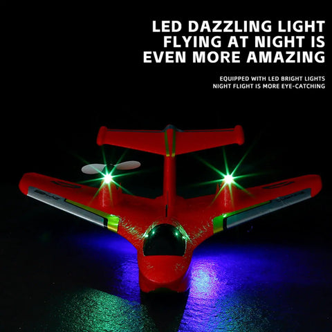 Remote Control Airplane Toy With Lights For Water And Land Gravity Gliders RC Plane With Float Capability night flight view