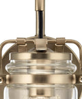 Close-up of Brinley 11.5 Inch Wall Sconce In Champagne Bronze With Clear Glass Mason Jar Look 1 Light Industrial Farmhouse Style