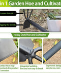 2 In 1 Garden Hoe And Cultivator With Adjustable Handle Built Tough Carbon Steel Blade Loosening Soil Weeding Digging