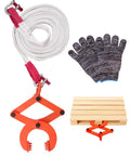 Industrial Heavy Duty Pallet Puller Clamp Kit 1 Ton 2205 Lbs For Forklifts And Trucks With Steel Scissor Grip Hook Attachments 19 Foot Tow Strap And Polyester Gloves Easy Load Retrieval Tool