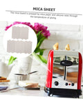 Five Pack Heat Resistant Mica Sheets For Microwave Ovens Replacement Insulation Plates shown above a red toaster