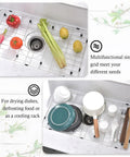 Stainless Steel Kitchen Sink Grid And Protector For Center Drain Bottom Rack 24 1/8 By 12 5/8 Inches with vegetables and dishes
