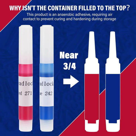 Thread Locker Duo Pack Blue 242 And Red 271 In 2ml Bottles 50 Pack Total 25 Packs Each Medium To High Strength Locking Compound