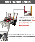 Automatic Carton Sealer And Strapping Machine Crushes Shipping Orders With Blazing Fast Taping And Securing Smart Hands Free Sensor Action Clears Bench Space For Bustling Warehouse Crews, featuring height adjustment and roller conveyor.
