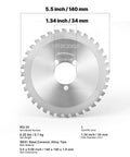 VEVOR Compatible 36-Tooth Electric Rebar Cutter Blades With Cermet Tipped Heat-Treated SK51 Steel, 5.5 inch, 1.34 inch hole diameter.