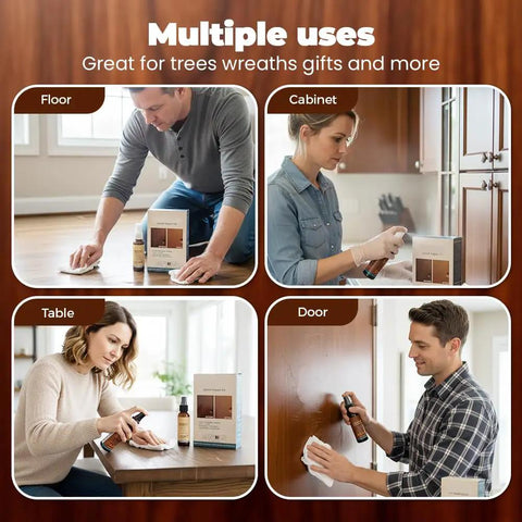 People using All In One Wood Repair Kit For Furniture Floors And Doors Scratch Remover And Color Restorer on various surfaces