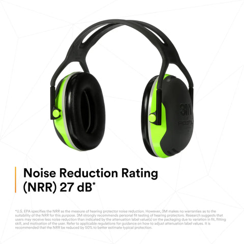 X Series X4A Over Ear Hearing Protection Earmuffs With 27 dB NRR Over The Head Headband Black And Green Killer Noise Blocking For Construction Manufacturing Electrical Sanding Pack Of 1