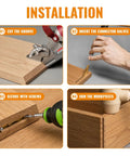 Installation steps for Beefy Heavy Duty Metal Biscuit Connector Set Zinc Die Cast Wood Fasteners in woodworking.