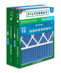 20x25x5 Air Filter MERV 13 For Smoke And Allergen Defense Pleated HVAC Furnace Filter 2 Pack Box