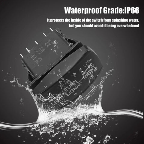 Waterproof Rugged 12V LED Rocker Switch for Golf Carts UTVs and Dune Buggies Plug-and-Play Wiring Dual LEDs submerged in water