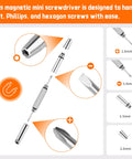 All In One Precision Screwdriver Set With Magnetic Tips And Storage Case, 8 In 1 Multi Tool components and screwdriver head types