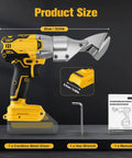 Front view of Beefy 221 Ft Lbs Torque Cordless Metal Shears With 360 Degree Pivoting Head shown with accessories