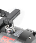 12000 Pound Pro Series Electric Winch With Heavy Duty Synthetic Rope For Off Road Recovery 85 Foot Three Eighth Inch Rope And A Six Horsepower Motor Black Model PRO12000S, close-up clutch lever