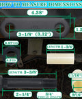 Dimensions of Heavy Duty Trailer Shackle Kit For Double Eye Leaf Spring with 3-1/8 inch shackle straps and 9/16 inch bushings