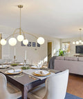 Gold 5-Light Sputnik Ceiling Chandelier With Glass Globe Shades For Dining Room Kitchen And Bedroom, Modern Mid Century Style