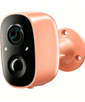 Heavy Duty 2K Ultra HD Wireless Outdoor Security Camera With Full Color Night Vision And Wide Angle Lens side view mounted on wall.
