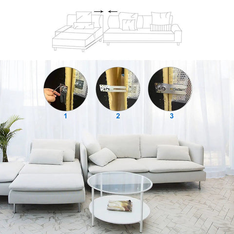 Rock Solid Sectional Couch Connectors Eight Piece Galvanized Iron Sofa Brackets With Seventy Two Rust Proof Screws For No Sweat Furniture Assembly And Heavy Duty Repairs