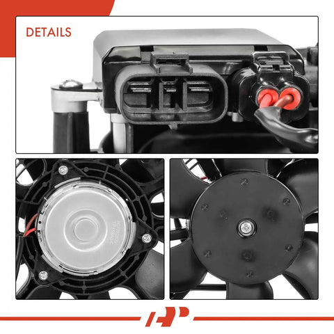 Nissan Leaf Ev BeV Radiator Cooling Fan Assembly 2013 To 2022 Direct Oem Replacement showing dual fan shroud and terminal connections.