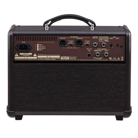 Rear view of 60W Acoustic Guitar And Vocals Combo Amplifier with Real-Time Harmony, showing inputs and controls.