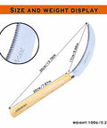 Grass Sickle With Sawtooth Design And Japanese Weeding Hoe For Garden Work size and dimensions display