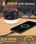 Rechargeable LED Camping Lantern With Remote Control, 1000 Lumen Tent Light charging a phone via 5200mAh battery bank