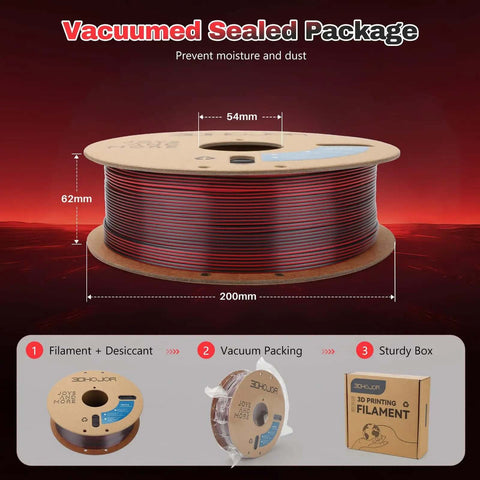 Silk Dual Color 1.75mm PLA Filament For 3D Printing Black And Red Coextrusion Slick Silk Finish Two In One Spool 1kg