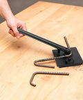Heavy Duty Manual Rebar Bender, Portable Hand Held Steel Bar Bending Tool For 180 Degree Curve in use, bending steel rebar.