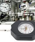 Pocket Size Dial Tension Meter Gauge For Measuring Force With Dual Needle Readout Portable Pull Tester And Compact 150 Gram Capacity Backpack Friendly Tension Gauge, black housing