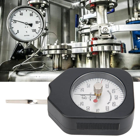 Pocket Size Dial Tension Meter Gauge For Measuring Force With Dual Needle Readout Portable Pull Tester And Compact 150 Gram Capacity Backpack Friendly Tension Gauge, black housing