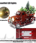 Big Metal Truck Centerpiece With Sunflowers And Honey Bees, Fall Farmhouse Decor, LED lighting feature, red truck style