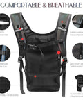 Back view of Glow In The Dark Hydration Pack With 3L Water Bladder featuring reflective straps and anti-theft zipper pockets.