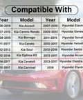 Compatibility chart for Two Pack 92166-3K000 Front Turn Signal Socket Holder Kit, listing Kia and Hyundai models and years.