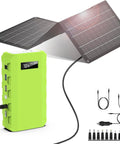 Portable Solar Generator Kit 24000mAh 65W Power Station With Panel Included 110V AC Outlet 88Wh Rechargeable Lithium Battery Green