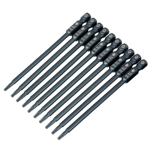 Top Tier S2 Alloy Steel Screwdriver Bits Set 10 Pieces Magnetic Drill Kit With 100mm Length And 1/4 Inch Hex Shank For Heavy Duty Electric Drivers, 10pc