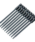 Grab These 10Pcs S2 Alloy Steel Screwdriver Bits With 100Mm Length And T10 Security Star Hex Shank Design For Heavy Torque Drills Rust Proof Power Tools, 10-piece T10 Torx bits