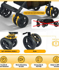 Close-up of dual-wheel design and brake system on Folding Shopping Cart And Heavy Duty Pet Carrier 110 Lbs 2 In 1 Personal Cart