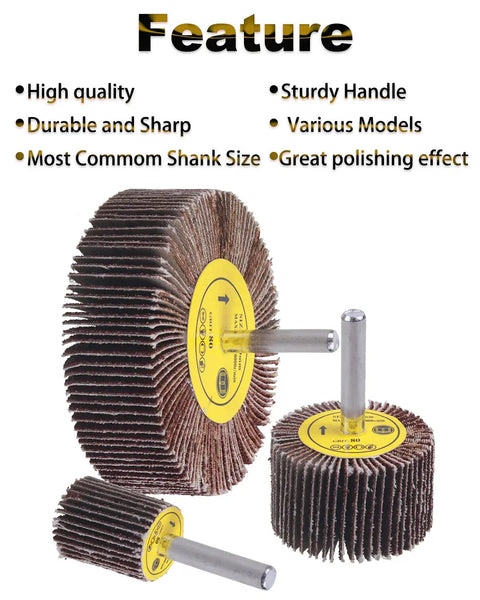 40 Pack One Quarter Inch Shank Abrasive Flap Wheel Sander Set, 80 Grit Aluminum Oxide Flap Wheels Cylindrical Shape for Drills and Die Grinders